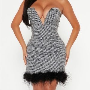 Fur trim dress